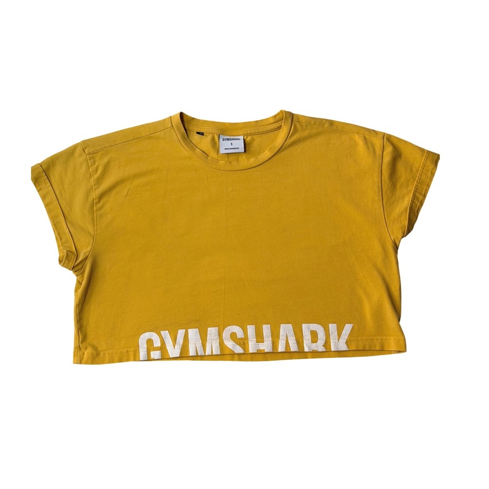 Gymshark Crop Top Yellow Graphic Gym Tee Size S